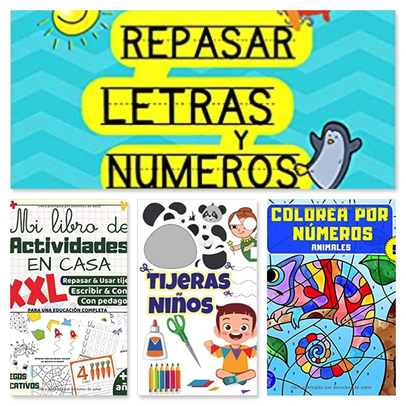 Libro de actividades preescolar: 3-6 Años Cuaderno de actividades  infantiles preescolar, Conecta los puntos, Colorear y Recortar, Cortar y  Pegar